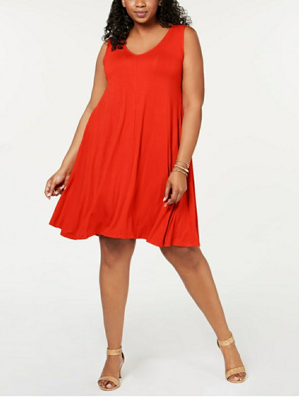 Style & Co. Red Swing Dress Crossover Strap In the Back Stretchy Plus Size 4X